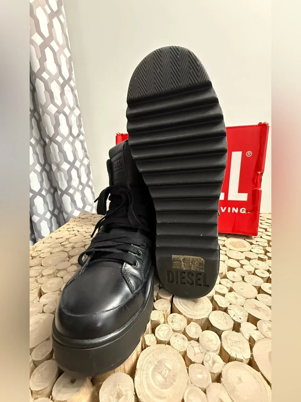 Diesel Black High-Top Leather Boots